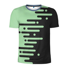 Мужская футболка 3D спортивная с принтом Геометрический Инь Янь в Екатеринбурге, 100% полиэстер с улучшенными характеристиками | приталенный силуэт, круглая горловина, широкие плечи, сужается к линии бедра | Тематика изображения на принте: геометрия | зеленый | линии | полосы | фисташковый | черный