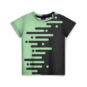 Детская футболка 3D с принтом Геометрический Инь Янь в Екатеринбурге, 100% гипоаллергенный полиэфир | прямой крой, круглый вырез горловины, длина до линии бедер, чуть спущенное плечо, ткань немного тянется | геометрия | зеленый | линии | полосы | фисташковый | черный