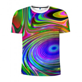 Мужская футболка 3D спортивная с принтом Галлюцинации в Екатеринбурге, 100% полиэстер с улучшенными характеристиками | приталенный силуэт, круглая горловина, широкие плечи, сужается к линии бедра | abstract | colorful | colors | rainbow | tie dye | абстракция | брызги | геометрия | краска | краски | разводы