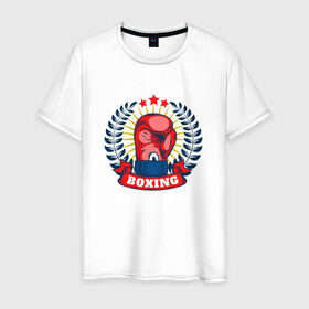 Мужская футболка хлопок с принтом Боксерская перчатка в Екатеринбурге, 100% хлопок | прямой крой, круглый вырез горловины, длина до линии бедер, слегка спущенное плечо. | 