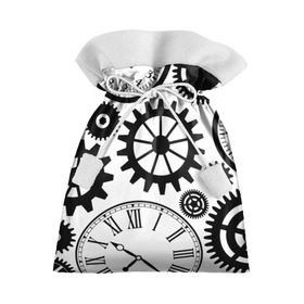 Подарочный 3D мешок с принтом Часы и шестеренки в Екатеринбурге, 100% полиэстер | Размер: 29*39 см | pattern | узор | часы