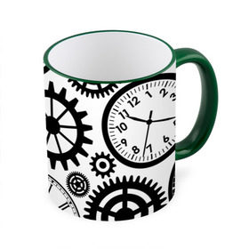 Кружка 3D с принтом Часы и шестеренки в Екатеринбурге, керамика | ёмкость 330 мл | Тематика изображения на принте: pattern | узор | часы