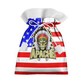 Подарочный 3D мешок с принтом Индейцы Apache в Екатеринбурге, 100% полиэстер | Размер: 29*39 см | apache | usa | америка | американец | индейцы | символика америки | сша