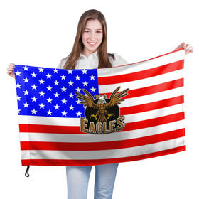 Флаг 3D с принтом Американский орёл в Екатеринбурге, 100% полиэстер | плотность ткани — 95 г/м2, размер — 67 х 109 см. Принт наносится с одной стороны | Тематика изображения на принте: usa | америка | американец | орел | символика америки | сша