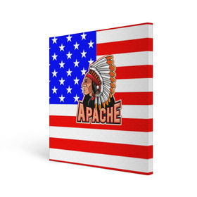 Холст квадратный с принтом Apache в Екатеринбурге, 100% ПВХ |  | apache | usa | америка | американец | индейцы | символика америки | сша