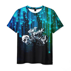 Мужская футболка 3D с принтом Daft Punk в Екатеринбурге, 100% полиэфир | прямой крой, круглый вырез горловины, длина до линии бедер | ги мануэль де омем кристо | дафт панк | искра | капли | музыка | надпись | нью диско | синти поп | техно | тома бангальтер | фанк | французский хаус | шлем | электроник рок | электронная