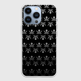 Чехол для iPhone 13 Pro с принтом Пиратский pattern в Екатеринбурге,  |  | bones | buccaneer | corsair | filibuster | freebooter | picaroon | pirate | rover | голова | кости | пират | скелет | череп