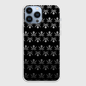 Чехол для iPhone 13 Pro Max с принтом Пиратский pattern в Екатеринбурге,  |  | bones | buccaneer | corsair | filibuster | freebooter | picaroon | pirate | rover | голова | кости | пират | скелет | череп