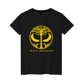 Женская футболка хлопок с принтом Iron Banana в Екатеринбурге, 100% хлопок | прямой крой, круглый вырез горловины, длина до линии бедер, слегка спущенное плечо | 