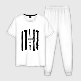 Мужская пижама хлопок с принтом Juventus - Drawing paint (Collections 2018) в Екатеринбурге, 100% хлопок | брюки и футболка прямого кроя, без карманов, на брюках мягкая резинка на поясе и по низу штанин
 | juve | юве | ювентус