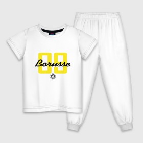 Детская пижама хлопок с принтом Borussia Dortmund - Borusse 09 (New 2018 Design) в Екатеринбурге, 100% хлопок |  брюки и футболка прямого кроя, без карманов, на брюках мягкая резинка на поясе и по низу штанин
 | Тематика изображения на принте: боруссия дортмунд