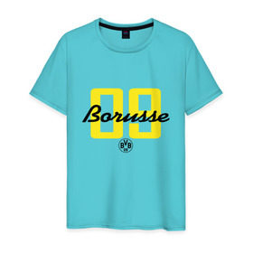 Мужская футболка хлопок с принтом Borussia Dortmund - Borusse 09 (New 2018 Design) в Екатеринбурге, 100% хлопок | прямой крой, круглый вырез горловины, длина до линии бедер, слегка спущенное плечо. | боруссия дортмунд
