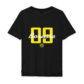 Мужская футболка хлопок Oversize с принтом Borussia Dortmund - Borusse 09, for black (New 2018 Design) в Екатеринбурге, 100% хлопок | свободный крой, круглый ворот, “спинка” длиннее передней части | боруссия дортмунд