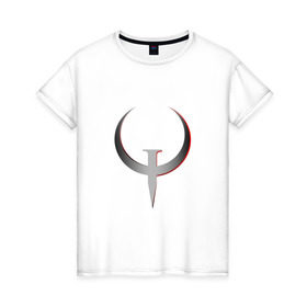 Женская футболка хлопок с принтом Quake Champions - Logo в Екатеринбурге, 100% хлопок | прямой крой, круглый вырез горловины, длина до линии бедер, слегка спущенное плечо | cq | q1 | q2 | q3 | quake champions | quake live