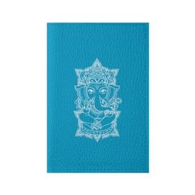 Обложка для паспорта матовая кожа с принтом India в Екатеринбурге, натуральная матовая кожа | размер 19,3 х 13,7 см; прозрачные пластиковые крепления | Тематика изображения на принте: india | будда | буддизм | индия | символика индии | слон | хинди