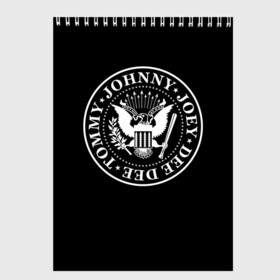 Скетчбук с принтом The Ramones в Екатеринбурге, 100% бумага
 | 48 листов, плотность листов — 100 г/м2, плотность картонной обложки — 250 г/м2. Листы скреплены сверху удобной пружинной спиралью | punk | ramones | rock | панк | рамонс | рок