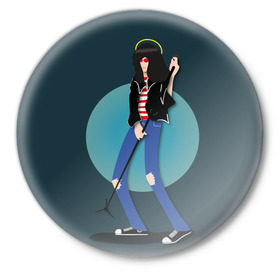Значок с принтом Джоуи в Екатеринбурге,  металл | круглая форма, металлическая застежка в виде булавки | punk | ramones | rock | панк | рамонс | рок