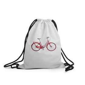Рюкзак-мешок 3D с принтом Велосипед в Екатеринбурге, 100% полиэстер | плотность ткани — 200 г/м2, размер — 35 х 45 см; лямки — толстые шнурки, застежка на шнуровке, без карманов и подкладки | Тематика изображения на принте: bicycle | байсикл | велик | красный | москва | педали