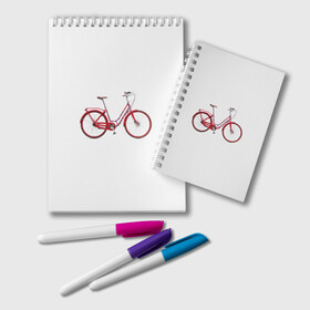 Блокнот с принтом Велосипед в Екатеринбурге, 100% бумага | 48 листов, плотность листов — 60 г/м2, плотность картонной обложки — 250 г/м2. Листы скреплены удобной пружинной спиралью. Цвет линий — светло-серый
 | Тематика изображения на принте: bicycle | байсикл | велик | красный | москва | педали