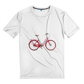 Мужская футболка 3D с принтом Велосипед в Екатеринбурге, 100% полиэфир | прямой крой, круглый вырез горловины, длина до линии бедер | bicycle | байсикл | велик | красный | москва | педали