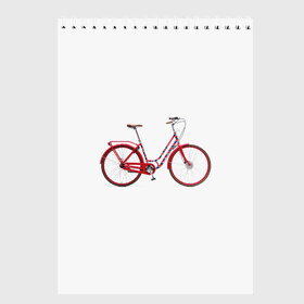 Скетчбук с принтом Велосипед в Екатеринбурге, 100% бумага
 | 48 листов, плотность листов — 100 г/м2, плотность картонной обложки — 250 г/м2. Листы скреплены сверху удобной пружинной спиралью | bicycle | байсикл | велик | красный | москва | педали