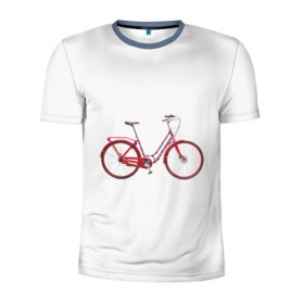 Мужская футболка 3D спортивная с принтом Велосипед в Екатеринбурге, 100% полиэстер с улучшенными характеристиками | приталенный силуэт, круглая горловина, широкие плечи, сужается к линии бедра | bicycle | байсикл | велик | красный | москва | педали