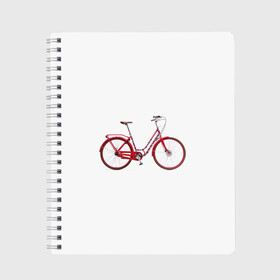 Тетрадь с принтом Велосипед в Екатеринбурге, 100% бумага | 48 листов, плотность листов — 60 г/м2, плотность картонной обложки — 250 г/м2. Листы скреплены сбоку удобной пружинной спиралью. Уголки страниц и обложки скругленные. Цвет линий — светло-серый
 | bicycle | байсикл | велик | красный | москва | педали