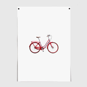 Постер с принтом Велосипед в Екатеринбурге, 100% бумага
 | бумага, плотность 150 мг. Матовая, но за счет высокого коэффициента гладкости имеет небольшой блеск и дает на свету блики, но в отличии от глянцевой бумаги не покрыта лаком | bicycle | байсикл | велик | красный | москва | педали