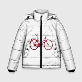 Зимняя куртка для мальчиков 3D с принтом Велосипед в Екатеринбурге, ткань верха — 100% полиэстер; подклад — 100% полиэстер, утеплитель — 100% полиэстер | длина ниже бедра, удлиненная спинка, воротник стойка и отстегивающийся капюшон. Есть боковые карманы с листочкой на кнопках, утяжки по низу изделия и внутренний карман на молнии. 

Предусмотрены светоотражающий принт на спинке, радужный светоотражающий элемент на пуллере молнии и на резинке для утяжки | bicycle | байсикл | велик | красный | москва | педали