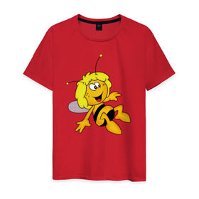 Мужская футболка хлопок с принтом пчелка Майя в Екатеринбурге, 100% хлопок | прямой крой, круглый вырез горловины, длина до линии бедер, слегка спущенное плечо. | Тематика изображения на принте: вилли | майя | мая | пчелка | пчёлка майя | флип