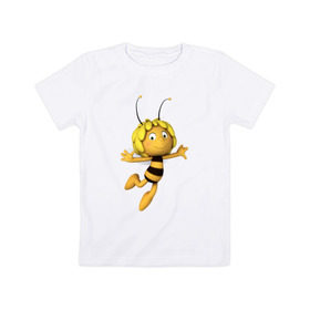 Детская футболка хлопок с принтом пчелка Майя в Екатеринбурге, 100% хлопок | круглый вырез горловины, полуприлегающий силуэт, длина до линии бедер | вилли | майя | мая | пчелка | пчёлка майя | флип