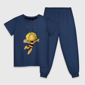 Детская пижама хлопок с принтом пчелка Майя в Екатеринбурге, 100% хлопок |  брюки и футболка прямого кроя, без карманов, на брюках мягкая резинка на поясе и по низу штанин
 | вилли | майя | мая | пчелка | пчёлка майя | флип