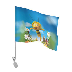 Флаг для автомобиля с принтом Пчелка Майя в Екатеринбурге, 100% полиэстер | Размер: 30*21 см | вилли | майя | мая | пчелка | пчёлка майя | флип