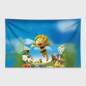 Флаг-баннер с принтом Пчелка Майя в Екатеринбурге, 100% полиэстер | размер 67 х 109 см, плотность ткани — 95 г/м2; по краям флага есть четыре люверса для крепления | вилли | майя | мая | пчелка | пчёлка майя | флип