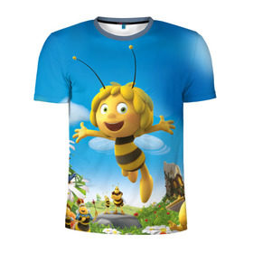 Мужская футболка 3D спортивная с принтом Пчелка Майя в Екатеринбурге, 100% полиэстер с улучшенными характеристиками | приталенный силуэт, круглая горловина, широкие плечи, сужается к линии бедра | вилли | майя | мая | пчелка | пчёлка майя | флип