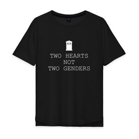Мужская футболка хлопок Oversize с принтом Два Сердца в Екатеринбурге, 100% хлопок | свободный крой, круглый ворот, “спинка” длиннее передней части | 