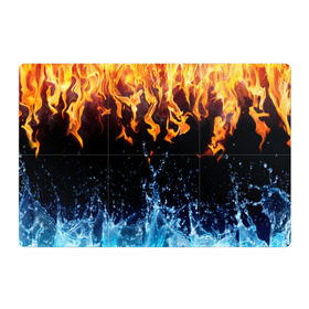 Магнитный плакат 3Х2 с принтом Две стихии в Екатеринбурге, Полимерный материал с магнитным слоем | 6 деталей размером 9*9 см | Тематика изображения на принте: cold | fire | ice | вода water | лёд | огонь | пламя | стихиz | холод