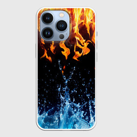 Чехол для iPhone 13 Pro с принтом Две стихии в Екатеринбурге,  |  | cold | fire | ice | вода water | лёд | огонь | пламя | стихиz | холод