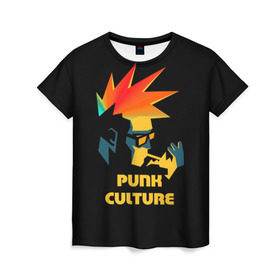 Женская футболка 3D с принтом Punk culture в Екатеринбурге, 100% полиэфир ( синтетическое хлопкоподобное полотно) | прямой крой, круглый вырез горловины, длина до линии бедер | music | punk | ирокез | музыка | панк | панк музыка | рок | рок музыка | суб культура