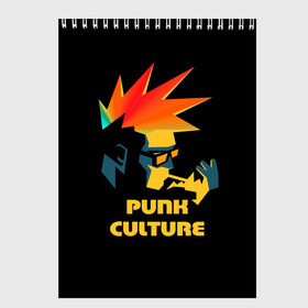 Скетчбук с принтом Punk culture в Екатеринбурге, 100% бумага
 | 48 листов, плотность листов — 100 г/м2, плотность картонной обложки — 250 г/м2. Листы скреплены сверху удобной пружинной спиралью | music | punk | ирокез | музыка | панк | панк музыка | рок | рок музыка | суб культура