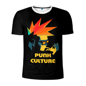 Мужская футболка 3D спортивная с принтом Punk culture в Екатеринбурге, 100% полиэстер с улучшенными характеристиками | приталенный силуэт, круглая горловина, широкие плечи, сужается к линии бедра | music | punk | ирокез | музыка | панк | панк музыка | рок | рок музыка | суб культура