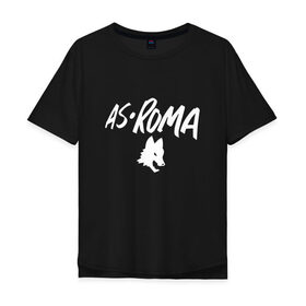 Мужская футболка хлопок Oversize с принтом A S Roma - White Graphic в Екатеринбурге, 100% хлопок | свободный крой, круглый ворот, “спинка” длиннее передней части | 