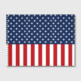 Альбом для рисования с принтом Флаг США в Екатеринбурге, 100% бумага
 | матовая бумага, плотность 200 мг. | Тематика изображения на принте: flag | usa | патриотизм | сша | флаг