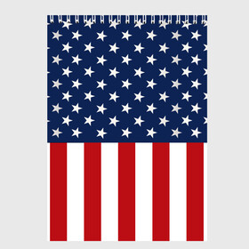 Скетчбук с принтом Флаг США в Екатеринбурге, 100% бумага
 | 48 листов, плотность листов — 100 г/м2, плотность картонной обложки — 250 г/м2. Листы скреплены сверху удобной пружинной спиралью | Тематика изображения на принте: flag | usa | патриотизм | сша | флаг