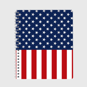 Тетрадь с принтом Флаг США в Екатеринбурге, 100% бумага | 48 листов, плотность листов — 60 г/м2, плотность картонной обложки — 250 г/м2. Листы скреплены сбоку удобной пружинной спиралью. Уголки страниц и обложки скругленные. Цвет линий — светло-серый
 | Тематика изображения на принте: flag | usa | патриотизм | сша | флаг
