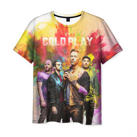 Мужская футболка 3D с принтом Coldplay в Екатеринбурге, 100% полиэфир | прямой крой, круглый вырез горловины, длина до линии бедер | cold play | rock | колд плей | колд плэй | колдплей | колдплэй | рок