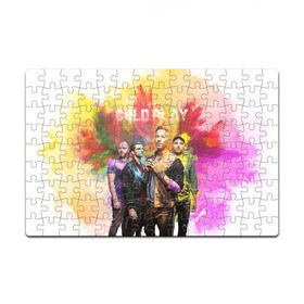 Пазл магнитный 126 элементов с принтом Coldplay в Екатеринбурге, полимерный материал с магнитным слоем | 126 деталей, размер изделия —  180*270 мм | cold play | rock | колд плей | колд плэй | колдплей | колдплэй | рок