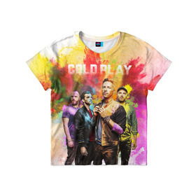 Детская футболка 3D с принтом Coldplay в Екатеринбурге, 100% гипоаллергенный полиэфир | прямой крой, круглый вырез горловины, длина до линии бедер, чуть спущенное плечо, ткань немного тянется | cold play | rock | колд плей | колд плэй | колдплей | колдплэй | рок