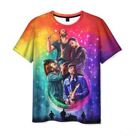 Мужская футболка 3D с принтом Coldplay в Екатеринбурге, 100% полиэфир | прямой крой, круглый вырез горловины, длина до линии бедер | 