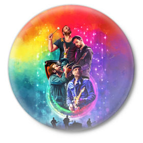 Значок с принтом Coldplay в Екатеринбурге,  металл | круглая форма, металлическая застежка в виде булавки | 